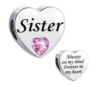 Breloque en forme de cœur rose pour bracelets Pandora Cadeau d'anniversaire pour femme Always on My Mind Forever In My Heart en acier inoxydable, taille unique, Acier inoxydable, Pas de gemme