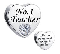 Breloque en forme de cœur transparent pour bracelets Pandora Cadeau d'anniversaire pour femme Always on My Mind Forever In My Heart en acier inoxydable, taille unique, Acier inoxydable, Pas de gemme