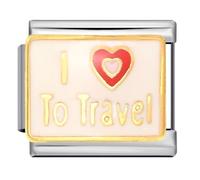 Breloque en forme de fer à cheval porte-bonheur en forme de cœur en acier inoxydable 9 mm compatible avec bracelet Nomination, 0, Métal, Pas de gemme