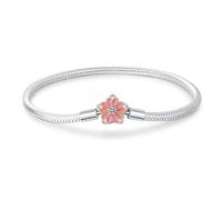 Breloque en forme de fleur de camélia rose de 17 cm avec pendentif en argent sterling 925 compatible avec les breloques Pandora Moments