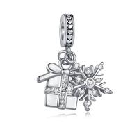 Breloque en forme de flocon de neige étincelant pour bracelets à breloques Pandora, Noël, anniversaire, cadeau pour femme, fille, sœur, nièce, petite-fille, taille unique, Métal, Pas de gemme
