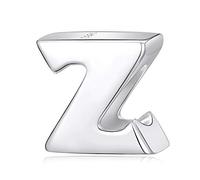 Breloque en forme de lettre de l'alphabet pour bracelet Pandora en argent sterling 925 avec initiale de A à Z pour bracelets européens, Argent sterling