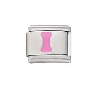 Breloque en forme de lettre de l'alphabet rose en acier inoxydable pour bracelets, bijoux pour couples, femmes, hommes