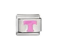 Breloque en forme de lettre de l'alphabet rose en acier inoxydable pour bracelets, bijoux pour couples, femmes, hommes
