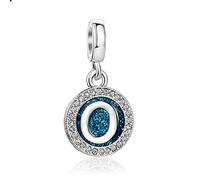 Breloque en forme de lettre initiale de A à Z bleue étincelante pour anniversaire, Noël, cadeau pour famille, fille, sœur, amie, petite-fille, femme, compatible avec bracelets Pandora, taille unique