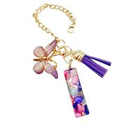 Breloque en forme de lettre pour tasse - Breloque de sac à main avec papillon et pompon | pendentif tendance et moderne pour sac à dos, bijou pour l'école, le travail, l'extérieur, la randonnée