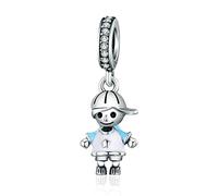Breloque en forme de petit garçon, en argent sterling 925, breloque de style enfantin, idéale pour anniversaire, compatible avec bracelet à breloques Pandora garçon