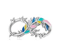 Breloque en forme de plume symbole de l'infini en argent sterling 925 pour bracelet et collier Pandora, oxyde de zirconium, oxyde de zirconium
