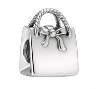 Breloque en forme de sac à provisions pour bracelets Pandora élégamment plaqué en argent fin décoré avec un joli nœud - Boîte cadeau, One Size, Métal, Pas de pierre précieuse