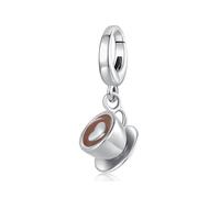 Breloque en forme de tasse à café en forme de cœur en argent sterling 925 compatible avec les bracelets et colliers Pandora pour femmes, keineKeine Größe verfügbar, Argent sterling, Zircone cubique