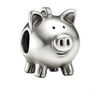 Breloque en forme de tirelire pour bracelets Pandora - Plaqué argent fin - Avec fente pour pièces de monnaie - Boîte cadeau, One Size, Métal, Pas de pierre précieuse