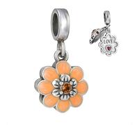 Breloque en forme de tournesol pour bracelets Pandora en argent sterling 925 décoré de cristaux et ouverture pour révéler le mot « Love » - Boîte cadeau, One Size, Métal, Zircone cubique