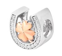 Breloque en forme de trèfle en argent sterling 925 et or rose pour bracelet à breloques Pandora (A)