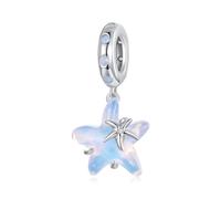 Breloque en forme d'étoile de mer bleue en argent sterling 925 - Compatible avec bracelet et collier Pandora - Pour femme