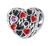 Breloque en perles ajourées "mom love", accessoire de bracelet à breloques en argent sterling 925, compatible avec le collier bracelet pandora