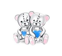 Breloque en perles d'ours jumelles, breloque pour bracelet, compatible avec le collier bracelet pandora