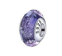 Breloque en verre de Murano en argent sterling pour bracelets à breloques Pandora, Argent sterling, Verre