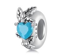 Breloque espaceur en argent sterling 925 avec clip stoppeur fleur maman pierre de naissance DIY femme amour famille Noël pour bracelet à breloques Pandora, taille unique, Argent sterling, Zircone