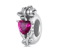 Breloque espaceur en argent sterling 925 avec clip stoppeur fleur maman pierre de naissance DIY femme amour famille Noël pour bracelet à breloques Pandora, taille unique, Argent sterling, Zircone