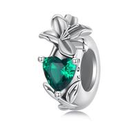 Breloque espaceur en argent sterling 925 avec clip stoppeur fleur maman pierre de naissance DIY femme amour famille Noël pour bracelet à breloques Pandora, taille unique, Argent sterling, Zircone