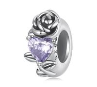 Breloque espaceur en argent sterling 925 avec clip stoppeur fleur maman pierre de naissance DIY femme amour famille Noël pour bracelet à breloques Pandora, taille unique, Argent sterling, Zircone