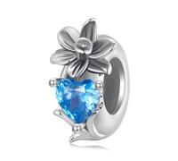Breloque espaceur en argent sterling 925 avec clip stoppeur fleur maman pierre de naissance DIY femme amour famille Noël pour bracelet à breloques Pandora, taille unique, Argent sterling, Zircone