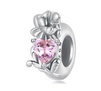 Breloque espaceur en argent sterling 925 avec clip stoppeur fleur maman pierre de naissance DIY femme amour famille Noël pour bracelet à breloques Pandora, taille unique, Argent sterling, Zircone