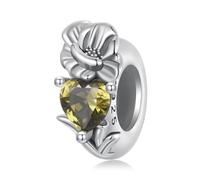 Breloque espaceur en argent sterling 925 avec clip stoppeur fleur maman pierre de naissance DIY femme amour famille Noël pour bracelet à breloques Pandora, taille unique, Argent sterling, Zircone
