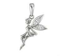 Breloque fée Pixie pour bracelet ou collier Pandora élégamment plaqué en argent fin décoré avec des ailes en cristal blanc - Boîte cadeau, One Size, Métal, Zircone cubique
