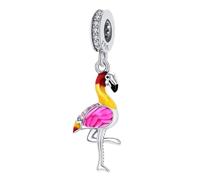 Breloque Flamant rose en argent sterling 925 pour bracelet Pandora