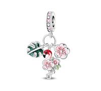Breloque Flamingo Blooms, breloque pour bracelet, compatible avec le collier Pandora