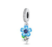 Breloque fleur étoile bleue, breloque bracelet perlée, convient aux bracelets de 3 mm à 4,5 mm