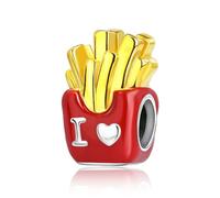 Breloque frites en argent sterling 925 compatible avec les bracelets Pandora