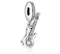 Breloque guitare électrique en argent sterling 925 compatible avec les breloques Pandora et beaucoup d'autres bracelets à breloques britanniques.