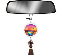 Breloque hexagonale en cristal pour rétroviseur de voiture - Verre coloré - Boisson coucher de soleil - Décoration d'intérieur à suspendre - Accessoires de voiture pour femme et homme - Décoration