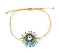 Breloque œil en verre blanc réglable pour couples, bijoux faits à la main, design inspiré de la dopamine, accessoire de poignet tendance, taille unique, Comme décrit