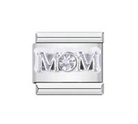 Breloque italienne en forme de cœur avec inscription « Mom Mum Dad Son Brother Sister Daughter » - 9 mm - Compatible avec bracelet Nomination, 9mm, Métal, Pas de gemme