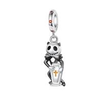 Breloque Jack Skellington et pierre tombale en argent 925 compatible avec les bracelets Pandora, Trollbeads, Chamilia, Biagi et beaucoup d'autres bracelets à breloques britanniques.