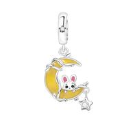Breloque lapin lune qui brille dans le noir, breloque pour bracelet, compatible avec le collier bracelet pandora