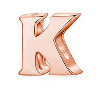 Breloque lettre de l'alphabet A-Z en véritable argent sterling 925 pour bracelet Pandora (lettre K or rose)