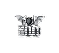 Breloque lettre d'halloween et perles de chauve-souris, accessoire de bracelet à breloques en argent sterling 925, compatible avec le collier bracelet pandora