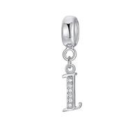 Breloque lettre en argent sterling 925 avec lettre de l'alphabet pour bracelet Pandora I