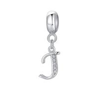 Breloque lettre en argent sterling 925 avec lettre de l'alphabet pour bracelet Pandora J