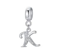 Breloque lettre en argent sterling 925 avec lettre de l'alphabet pour bracelet Pandora K