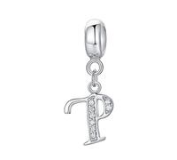 Breloque lettre en argent sterling 925 avec lettre de l'alphabet pour bracelet Pandora P