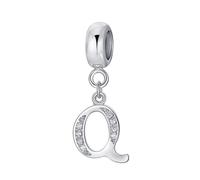 Breloque lettre en argent sterling 925 avec lettre de l'alphabet pour bracelet Pandora Q
