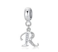 Breloque lettre en argent sterling 925 avec lettre de l'alphabet pour bracelet Pandora R