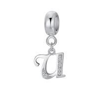 Breloque lettre en argent sterling 925 avec lettre de l'alphabet pour bracelet Pandora U