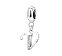 Breloque lettre en argent sterling 925 avec lettre de l'alphabet pour bracelet Pandora V
