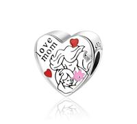 Breloque mère et fille compatible avec les bracelets Pandora | Breloque en forme de cœur en argent sterling 925 - Cadeau de fête des mères pour maman